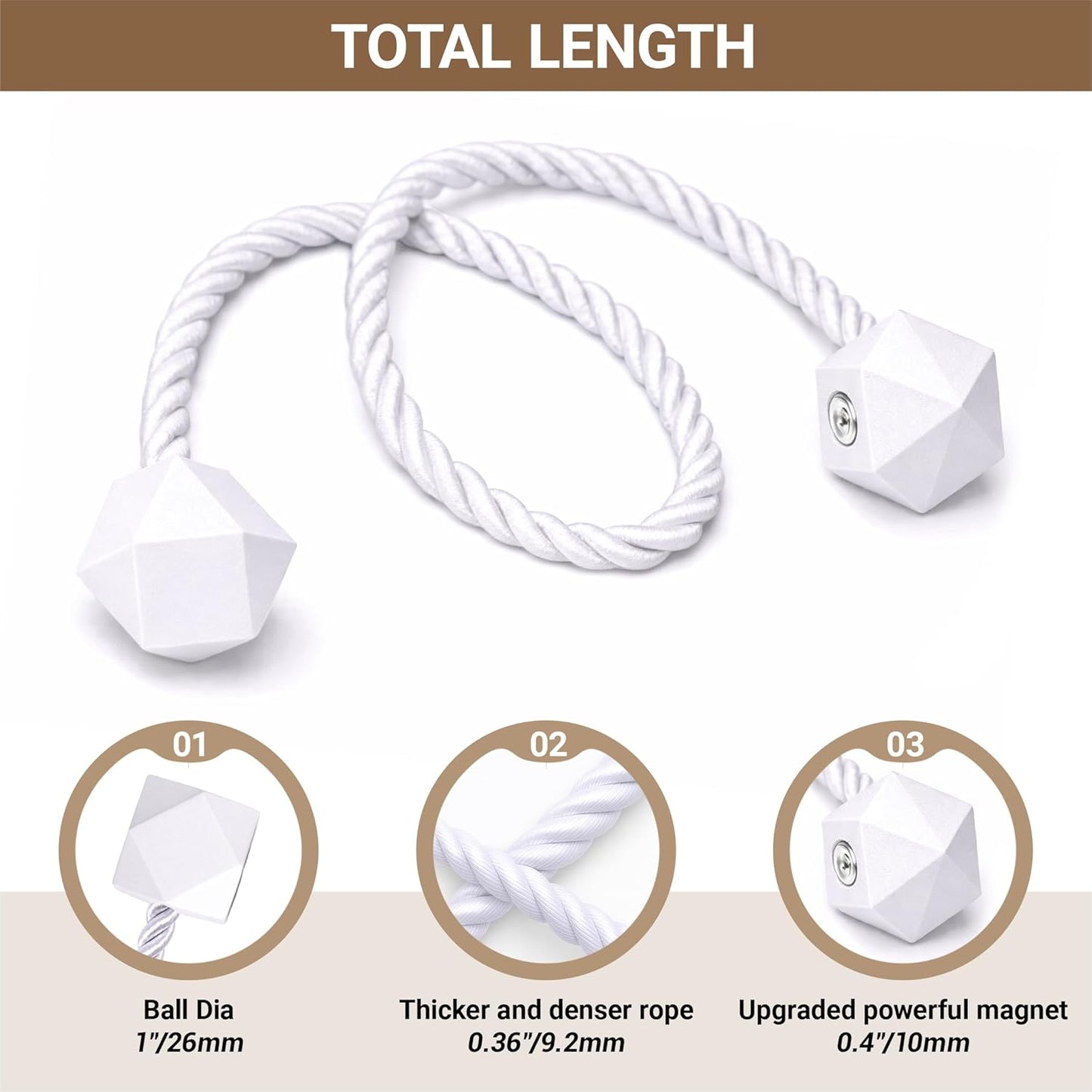 Hion Magnetic Curtain Tiebacks Black 2pcs, Curtain Tiebacks Buckles Holdbacks Holders Hooks Clip for Home Outdoor Bedroom Office Decorative Curtain