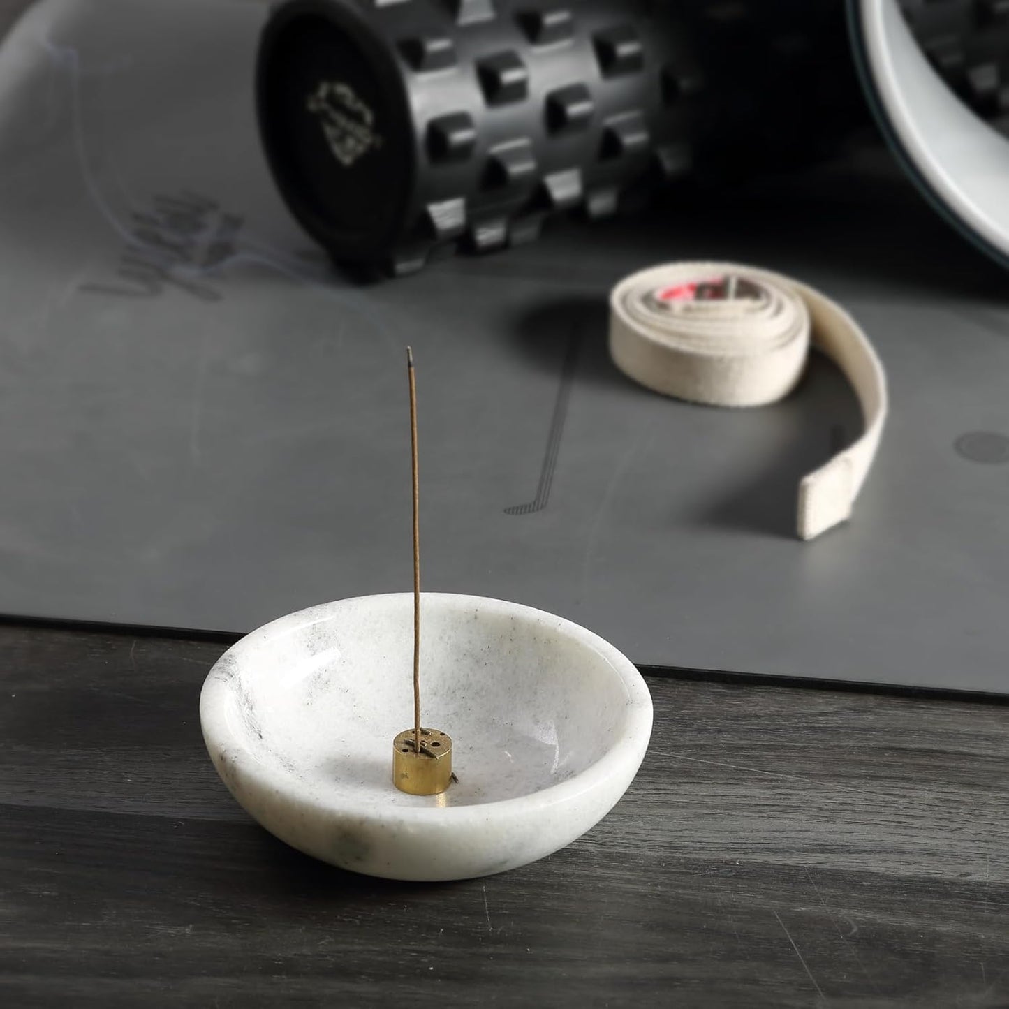 Koville Italian Travertine Incense Holder, 6" Incense Holders for Sticks, Sturdy Incense Burner Ash Catcher, Ideal for Meditation, Relaxing, Easy to Clean