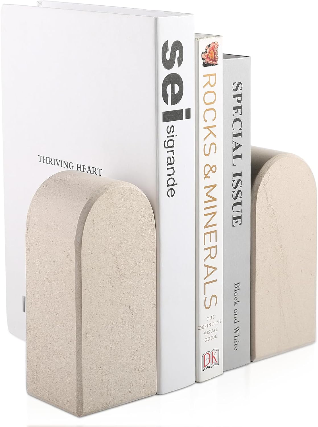 Koville African Natural Marble Bookends for Shelves, Non-Slip Book Ends, 13LBS Ultra Heavy Duty Marble Book Holder Organizer, Apartment Decor for Movies/CD/Video Games(Namib Fantasy)