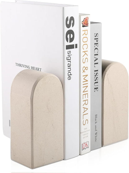 Koville African Natural Marble Bookends for Shelves, Non-Slip Book Ends, 13LBS Ultra Heavy Duty Marble Book Holder Organizer, Apartment Decor for Movies/CD/Video Games(Namib Fantasy)