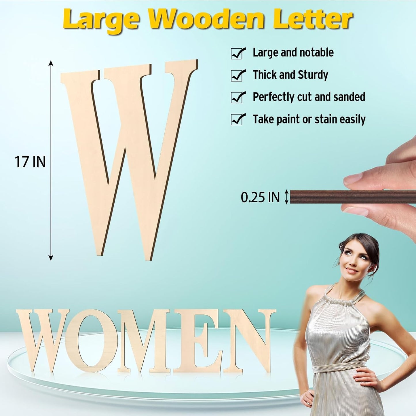 17 inch Large Wooden Sign & for Wall Decor, Big Wood Symbol &, Giant Paintable Blank Wooden Shapes for Crafts, Unfinished Wood Cutouts for Birthday Party, Rustic Wedding, Christmas Decor, Baby Shower