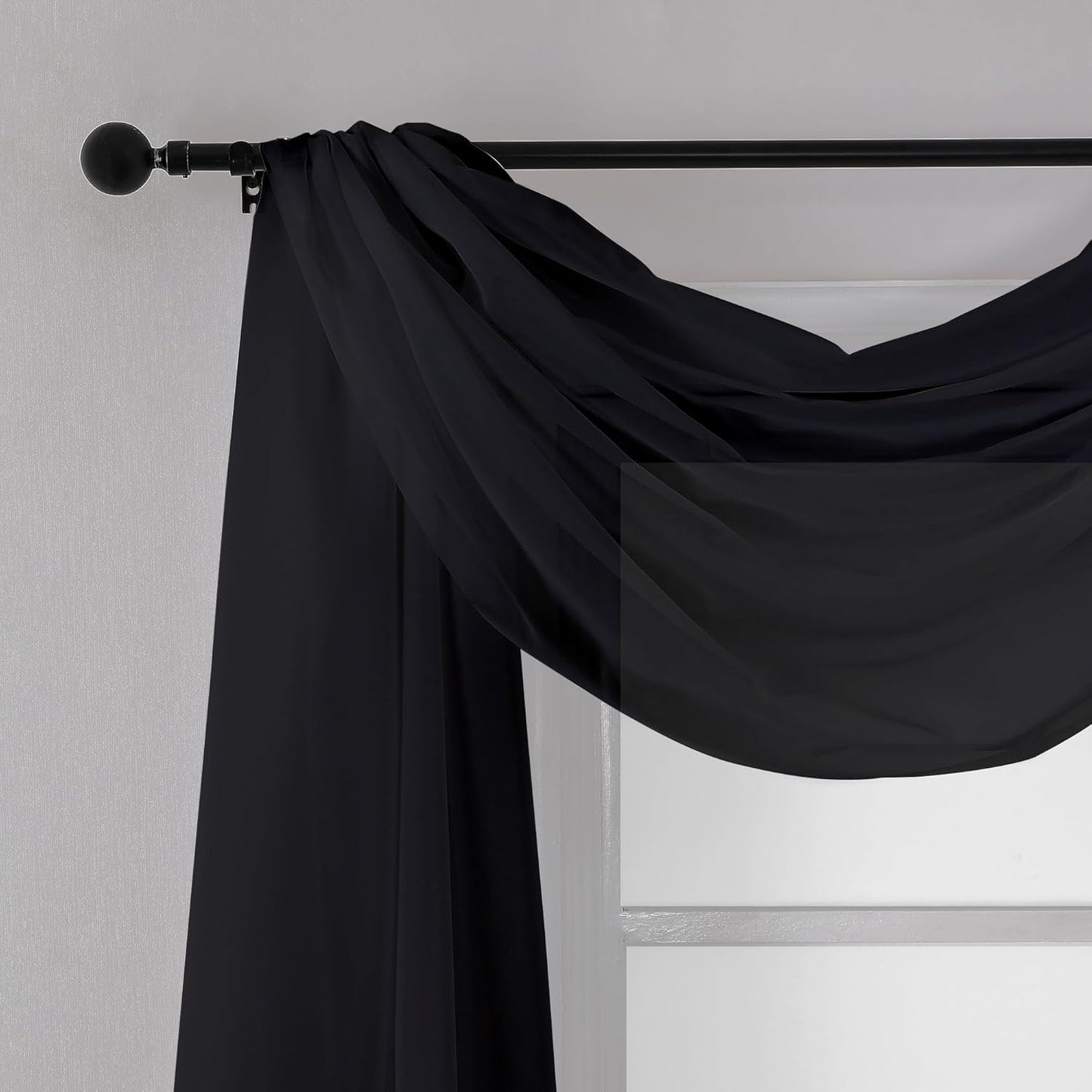 Chyhomenyc Sheer White Valances for Windows 2 Pack, Small Window Curtains for Living Room Bathroom Cafe Laundry Basement, Modern Top Dual Rod Pocket Voile Curtain, 42W x 14L inches, White - Colors B