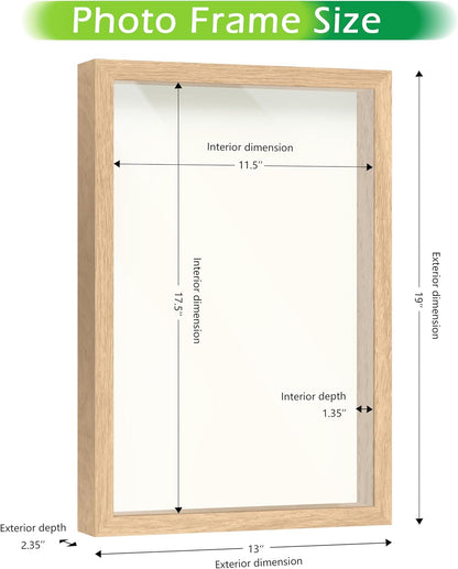 FrameWorks 11” x 14” Dark Oak Wooden Shadow Box Frame – Display Case with Soft Felt Back, Memory Box with Tempered Glass, Display Box with Elegant White Ball Push Pins, Wooden Flower Box