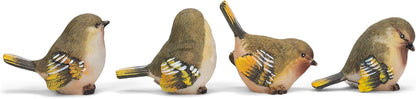 RAZ Imports Striped Wing Bird 2.5 x 2.25 inch Resin Decorative Tabletop Figurine Set of 4, Sage Green