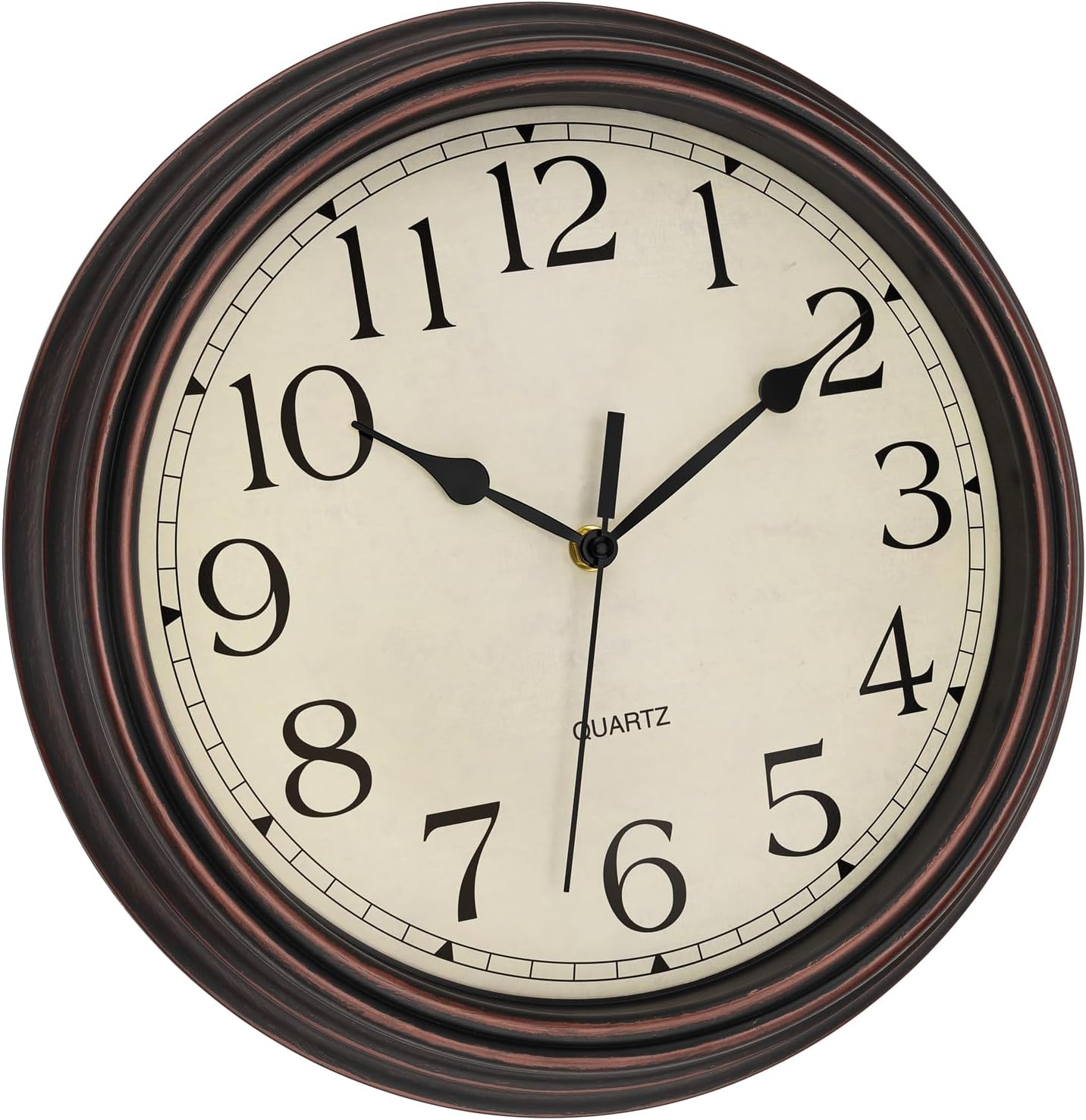 Foxtop Retro Silent Non-Ticking Round Classic Clock Quartz Decorative Battery Operated Wall Clock for Living Room Kitchen Home Office 12 Inch (Bronze)