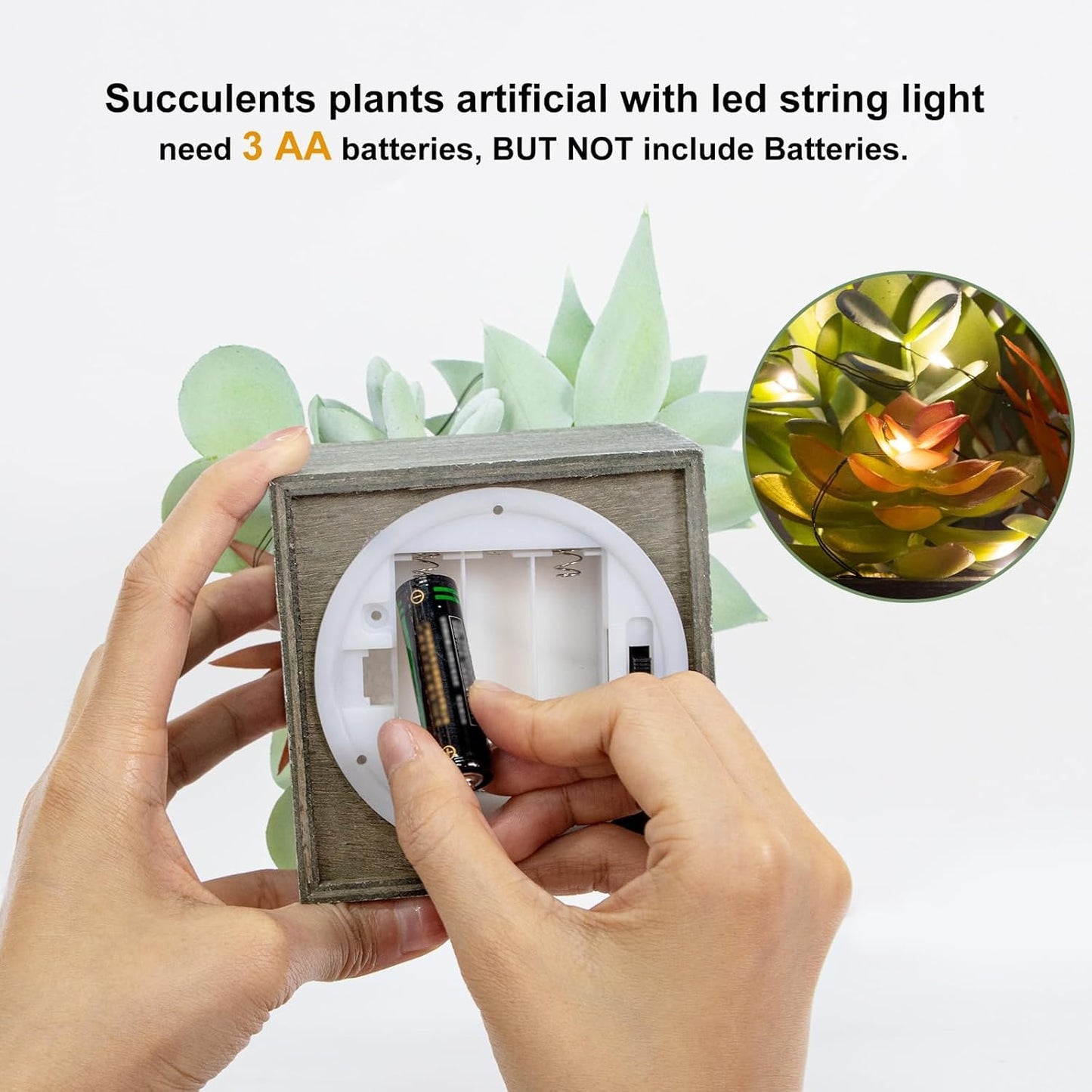Succulent Plants Artificial, 3 Pack Small Fake Plants in Wood Pot for Home Decor, Farmhouse Artificial Plants Indoor for Living Room Bathroom Bedroom Office Kitchen Desk Wedding Coffee Table Decor