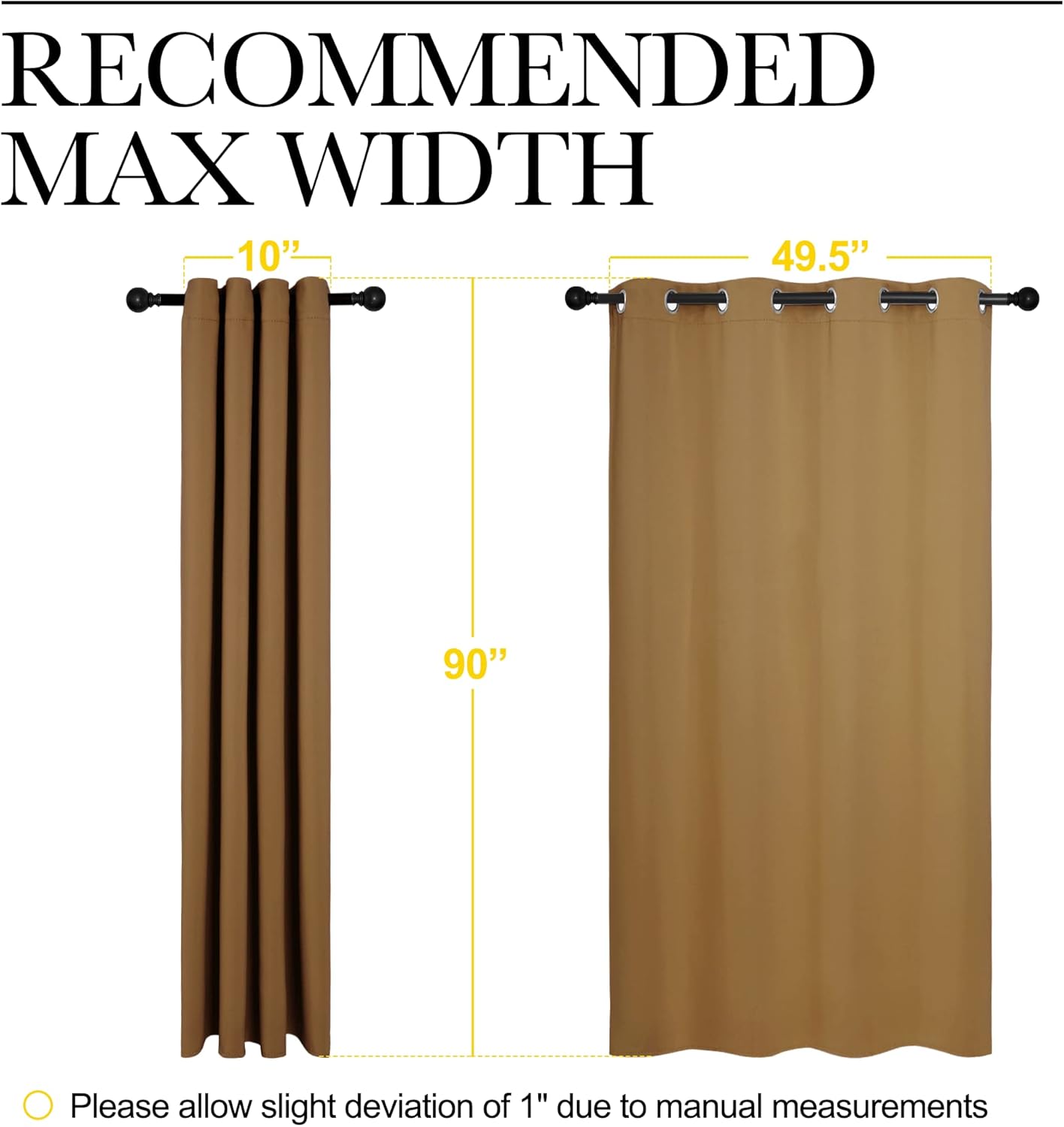 NICETOWN Halloween Pitch Black Solid Thermal Insulated Grommet Blackout Curtains/Drapes for Bedroom Window (2 Panels, 42 inches Wide by 63 inches Long, Black) - Colors A