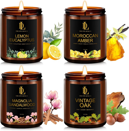 Scented Candles Set, 4 Pack Soy Candles for Home Scented, Candle Gifts for Men Women, Scents of Pineapple Cocktail/Coconut Vanilla/Pink Sands/Bahamian Breeze