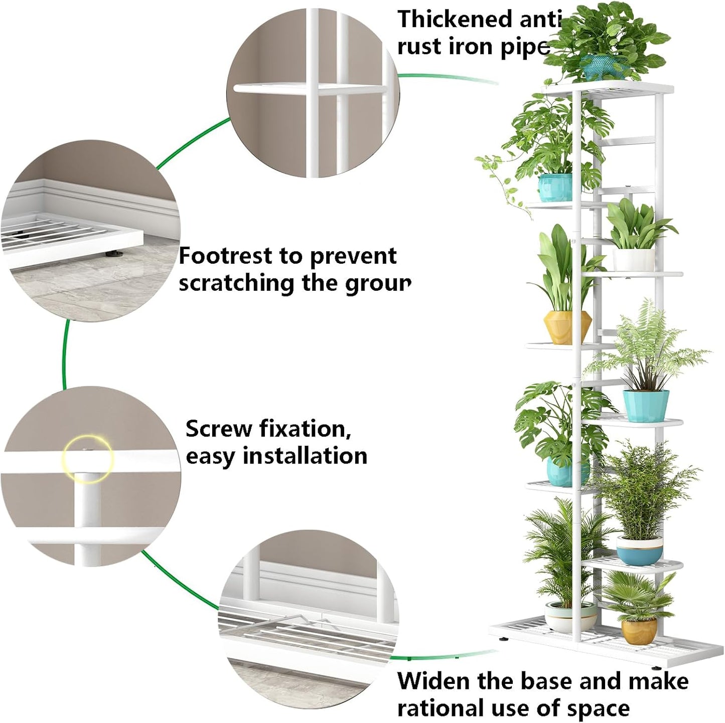 LINZINAR Plant Stand Indoor Outdoor Corner 4 Tier Metal Plant Shelf Patio Plant Rack for Garden Corner Balcony Living Room