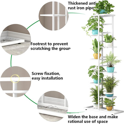 LINZINAR Plant Stand Indoor Outdoor Corner 4 Tier Metal Plant Shelf Patio Plant Rack for Garden Corner Balcony Living Room