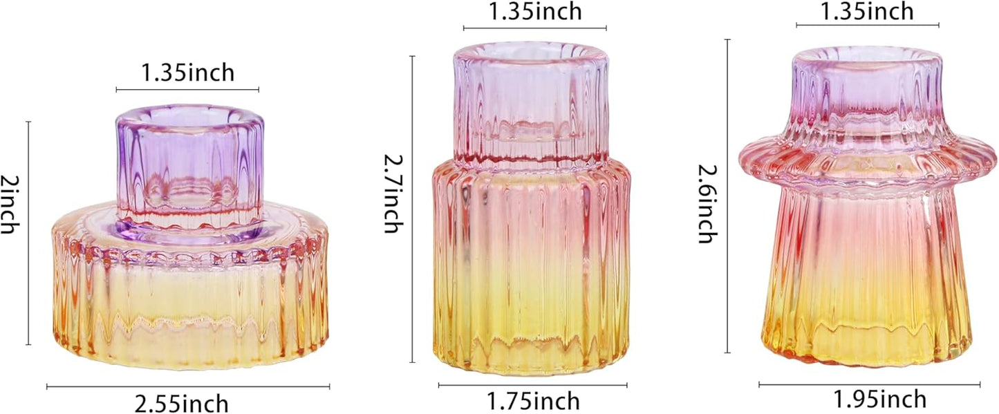 Vixdonos Taper Glass Candlestick Holders Tealight Candle Holders for Table Centerpieces, Wedding Decor and Dinner Party (6 Pcs, Green)