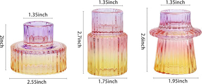 Vixdonos Taper Glass Candlestick Holders Tealight Candle Holders for Table Centerpieces, Wedding Decor and Dinner Party (6 Pcs, Green)