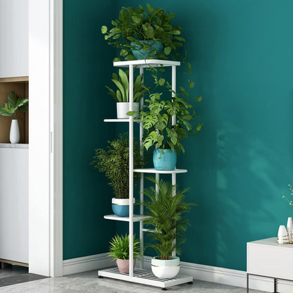 LINZINAR Plant Stand Indoor Outdoor Corner 4 Tier Metal Plant Shelf Patio Plant Rack for Garden Corner Balcony Living Room