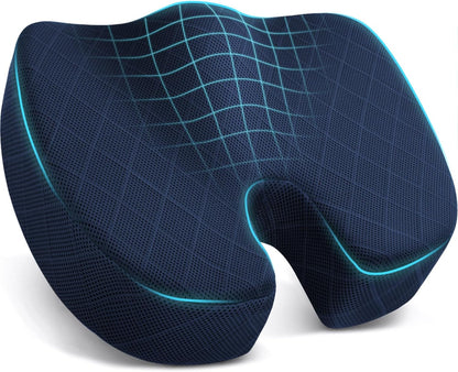 TushGuard Seat Cushion - Memory Foam Cushion for Office Chair, Car Seat, Airplane, Bleacher - Sciatica & Hip & Coccyx Pain Relief Desk Chair Cushion for Long Sitting Office Workers, Car Drivers