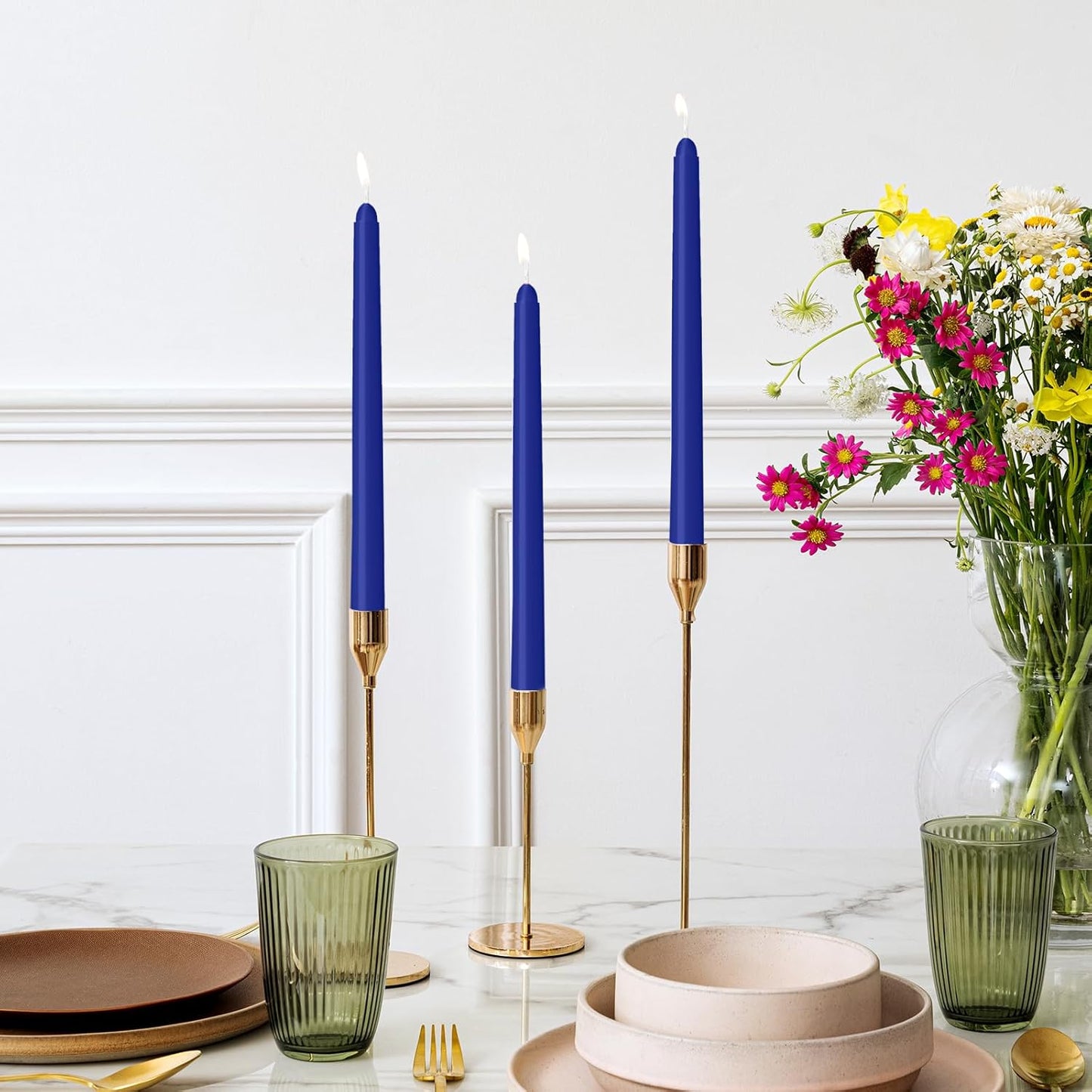 4 Pack Ivory Taper Candles - Taper Candles 10 Inch Dripless, Smokeless & Unscented - 8 Hours Long Burning - Hand Poured Tall Candlesticks - Ideal for Weddings, Dinner Parties, and Home Decor