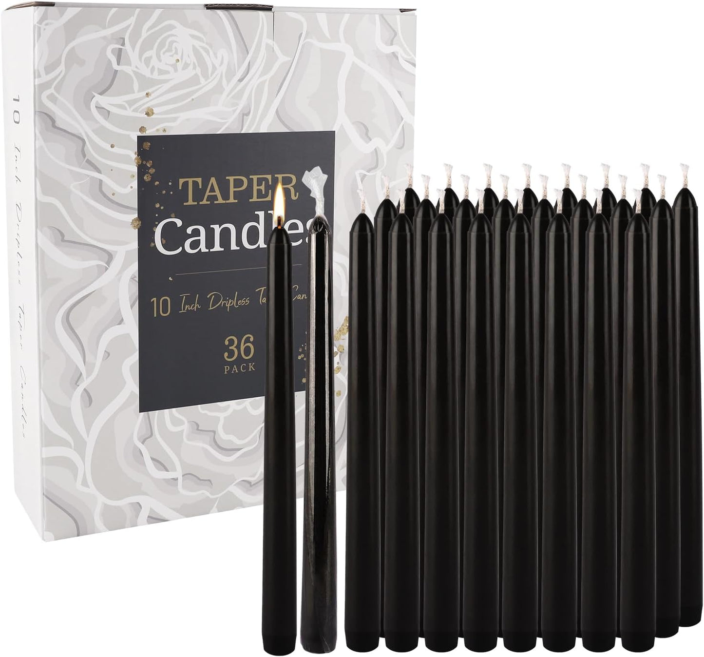 30-Pack 10-Color Taper Candles - 10 Inch Dripless & 10-Hour Burn｜Wedding/Birthday/Home Decor with Premium Wax