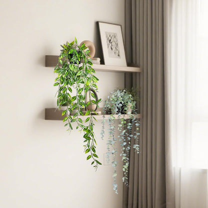 Clearain 1pcs Fake Hanging Plants, Artificial Small Potted Plants, Mini Faux Succulent Plant for Indoor Outdoor Aesthetic Office Living Room Shelf Home Decor (Eucalyptus leaves-1pcs)