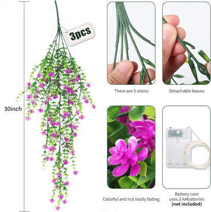 RECUTMS Artificial Hanging Plants Fake Hanging Plant Faux Eucalyptus Leaf Greenery Vine Outdoor UV Resistant Plastic Plants Home Garden Wedding Party Indoor Outdoor Decorations(White)