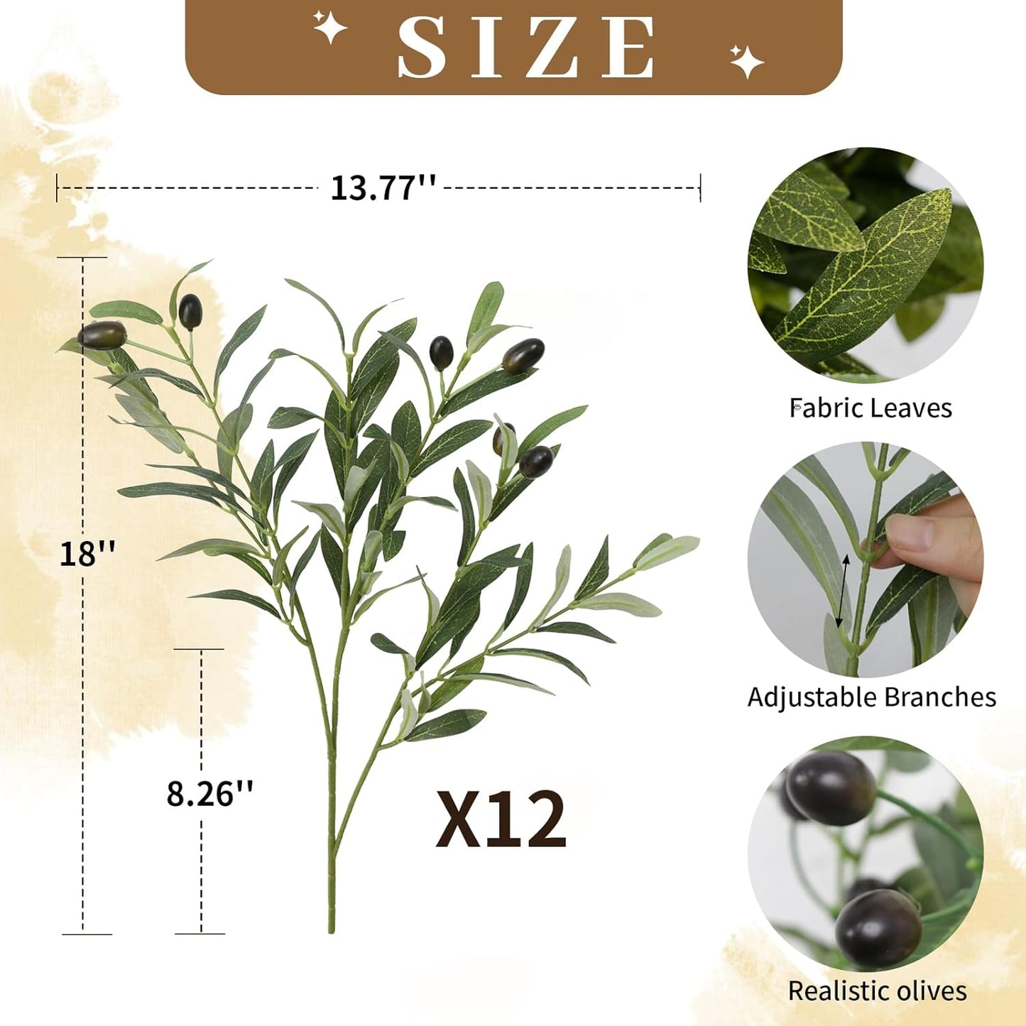 Leftover 6PCS 18Inch Faux Olive Branches for Vase,Artificial Olive Tree Branches,Fake Plants,Greenery Stems,Eucalyptus Stems,Green Leaves for Centerpieces Decoration,Home Decor,Coffee Table Decor