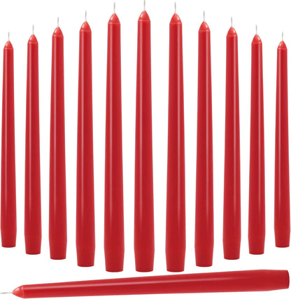 10-Inch Ivory Taper Candles - Dripless Smokeless Tapered Candle Cream Unscented Candlesticks Paraffin Wax Long Slow Burning Tall Candle Sticks for Dinner Business Wedding Restaurants 12 Pack