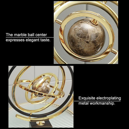 Homary Modern Abstract Art Decoration Metal Globe Ornament Sculpture Decor with Rectangle Stand Black & Gold