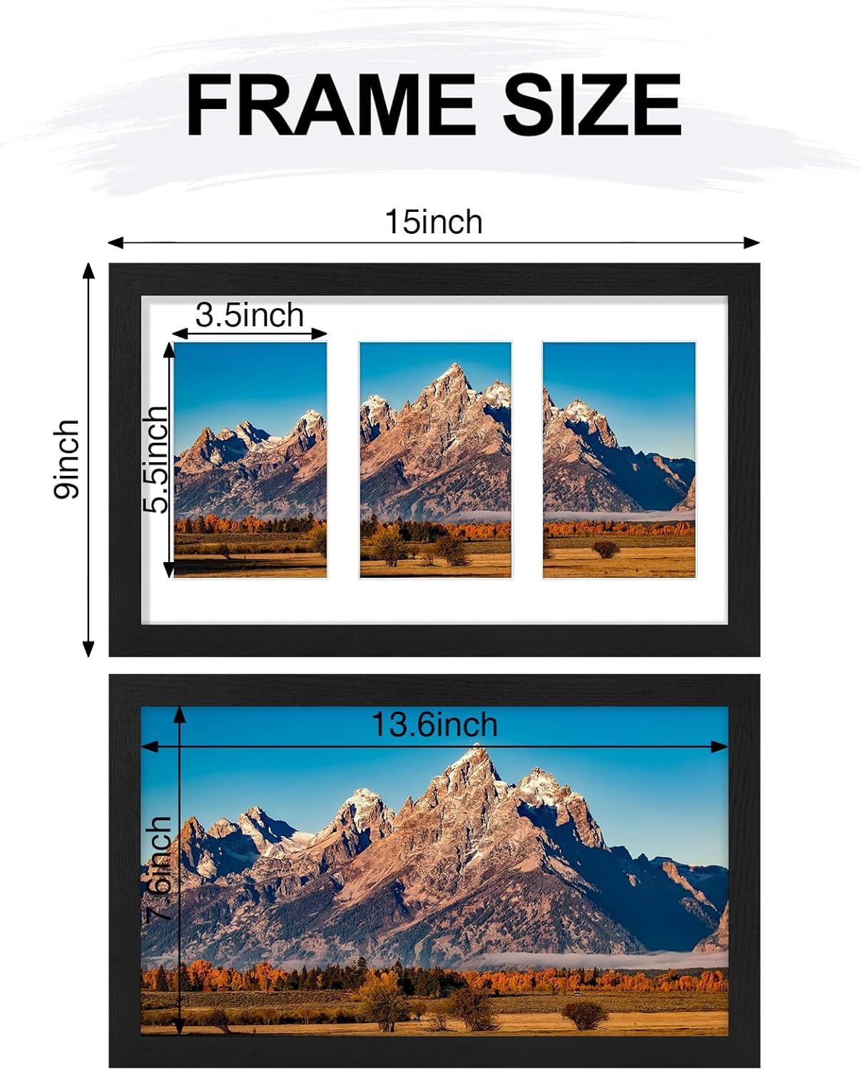 Vittanly 11x14 Collage Picture Frame, Displays 5Pcs 4x6 Pictures with Mat or 1Pcs 11x14 without Mat for Wall Mounting, Picture Frames Collage Wall Decor in Black, 1 Pack