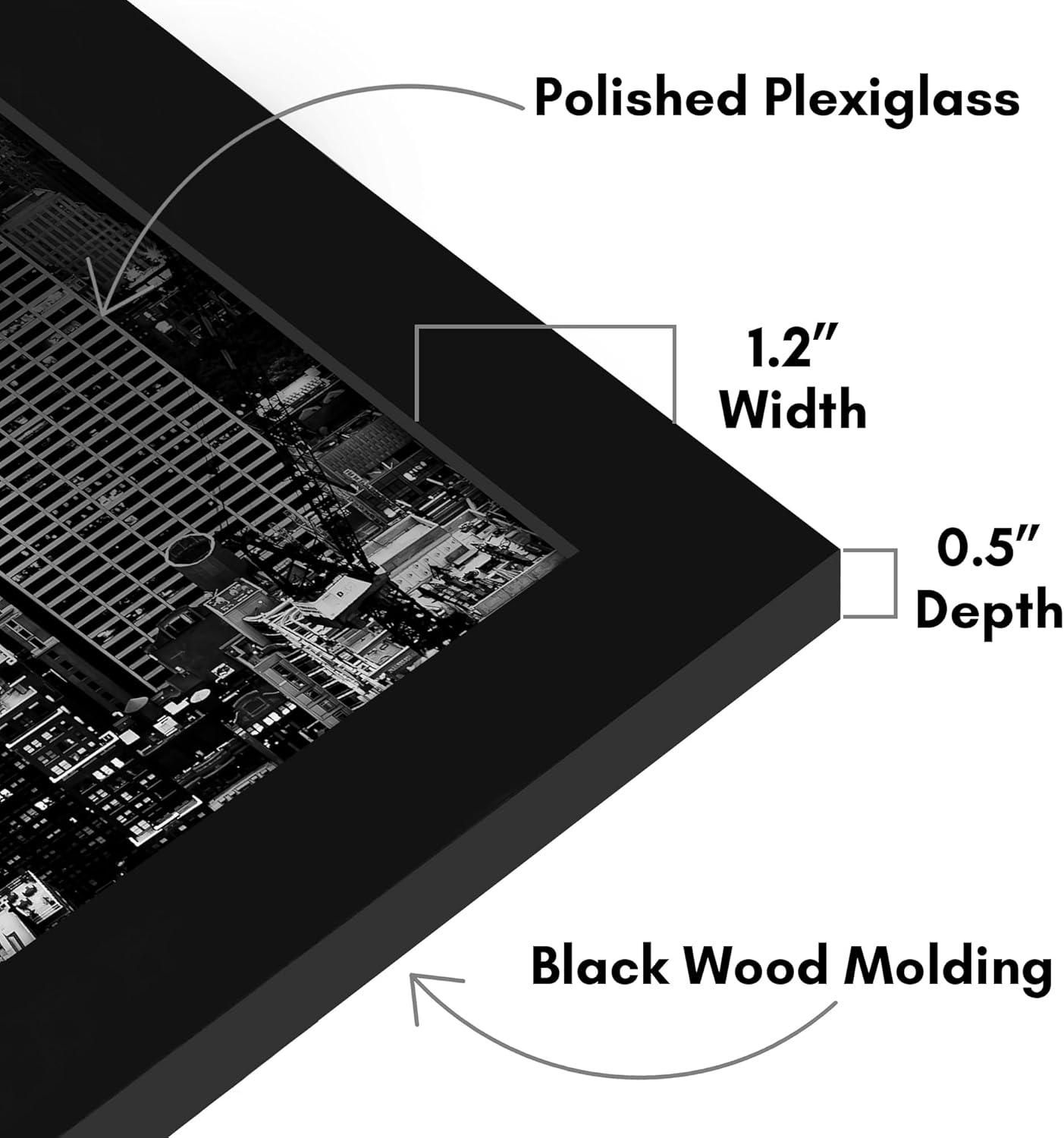 Americanflat 16x20 Picture Frame with Polished Plexiglass - Black Picture Frame - Wide Photo Frames Made of Engineered Wood for Vertical or Horizontal Wall Display - Epic Collection - Black - Colors B