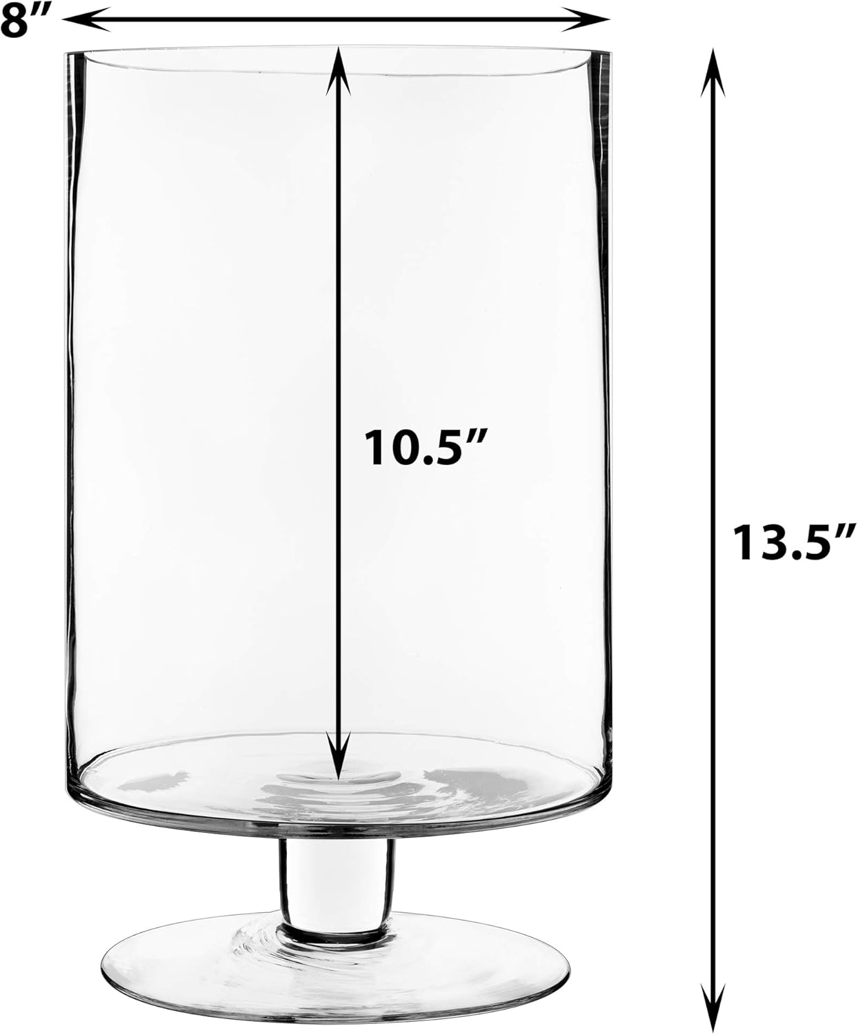 CYS EXCEL Glass Hurricane Pillar Candle Holder (H:6" W:3.75") | Multiple Size Choices Short Stem Candle Centerpieces | Stemmed Glass Cylinder Candle Vase