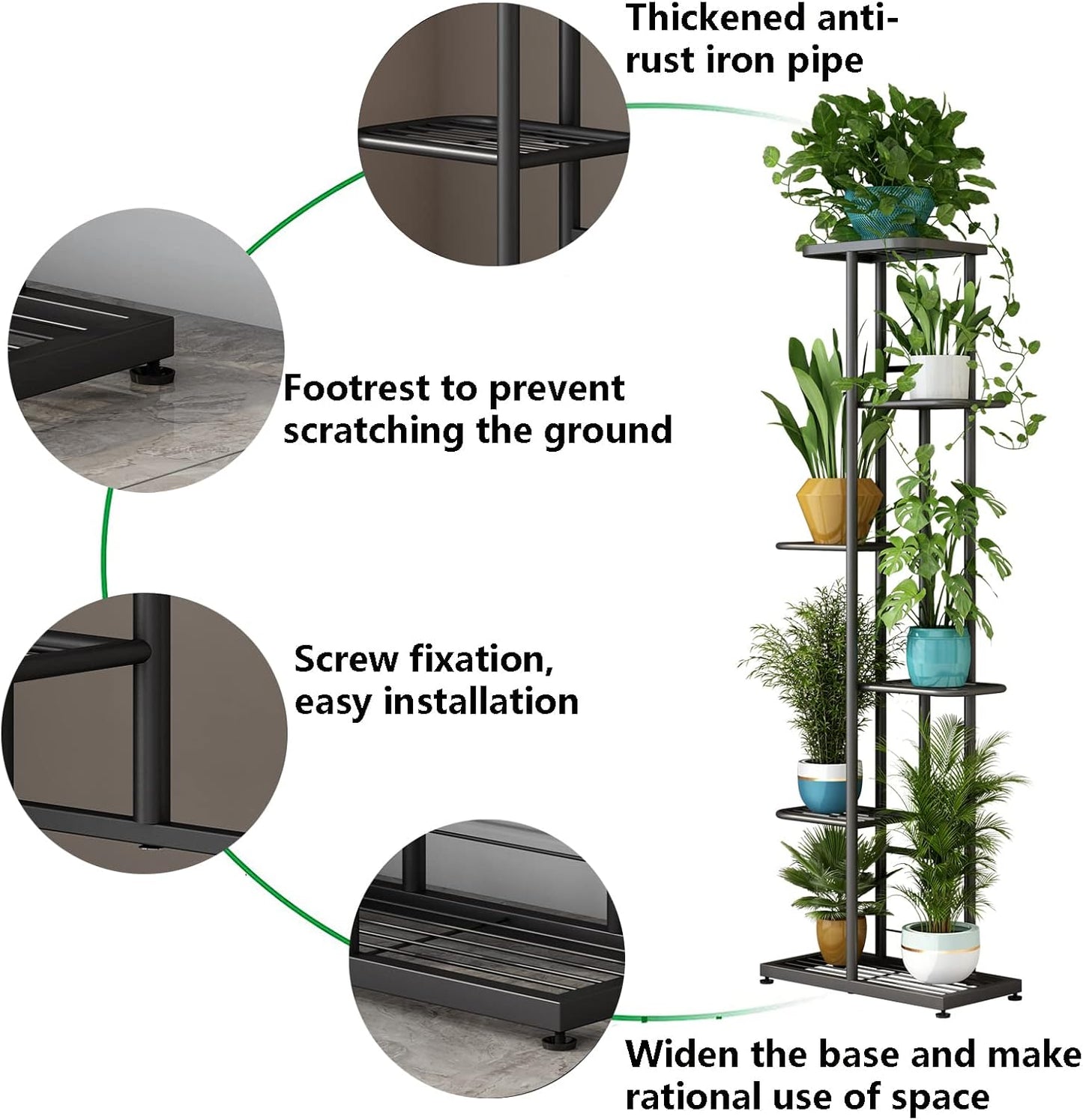 LINZINAR Plant Stand Indoor Outdoor Corner 4 Tier Metal Plant Shelf Patio Plant Rack for Garden Corner Balcony Living Room