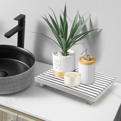 Acacia Wood Riser for Bathroom Sink Tray Kitchen Counter Decor Trays Pedestal Stand Sponge Soap Dish Holder Decorative Wooden Risers for Kitchen Sink Soap Tray Vanity Bathroom Countertop Accessories