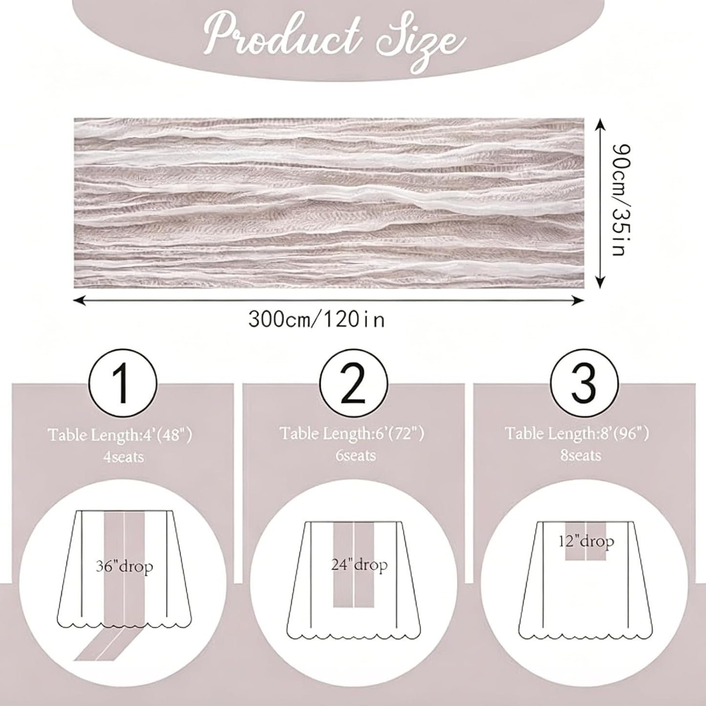 2pcs Cheesecloth Table Runner 120 Inches Pink Boho Gauze Cheese Cloth Runner 10FT Rustic Sheer Fall Table Runners for Thanksgiving Baby Shower Party Holiday Wedding Decoration