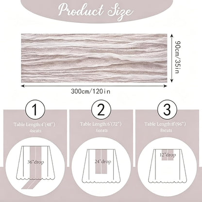 2pcs Cheesecloth Table Runner 120 Inches Pink Boho Gauze Cheese Cloth Runner 10FT Rustic Sheer Fall Table Runners for Thanksgiving Baby Shower Party Holiday Wedding Decoration
