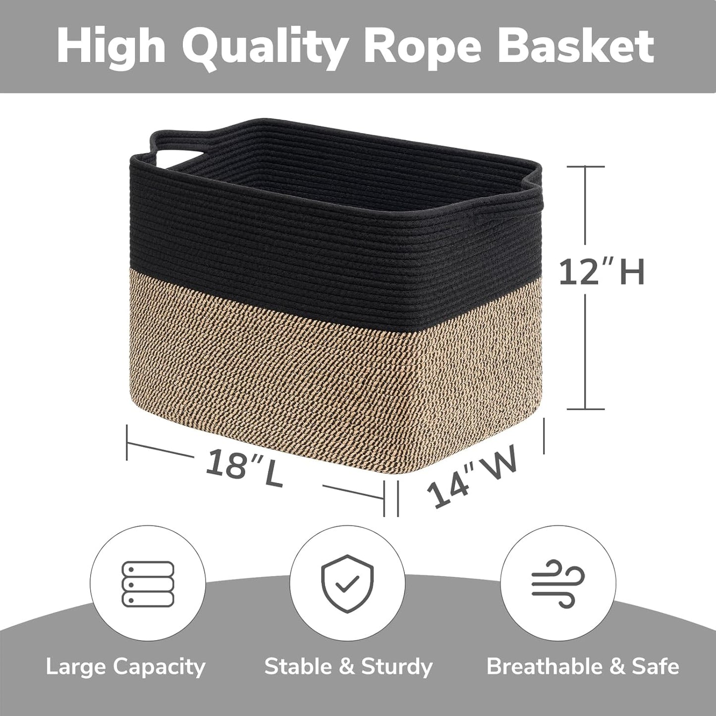 Goodpick Cube Storage Bins - Towel, Book, Cloth, Shoes, Closet Shelf Woven Baskets for Office, Baby Laundry, Toys, 13''x10''x9''