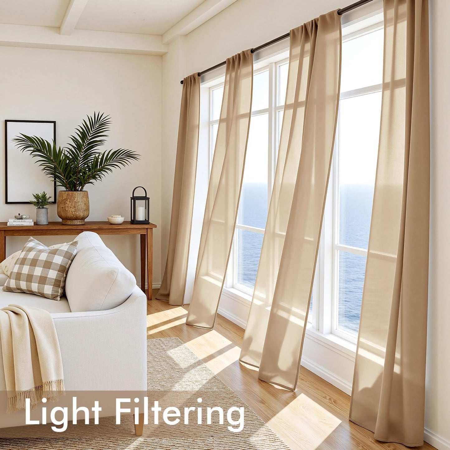 MIULEE White Sheer Curtains 84 Inches Long, 4 Panels Set, Light Filtering Rod Pocket Voile Drapes for Living Room and Bedroom, Airy Soft Fabric Window Treatments, 42 x 84 Inches