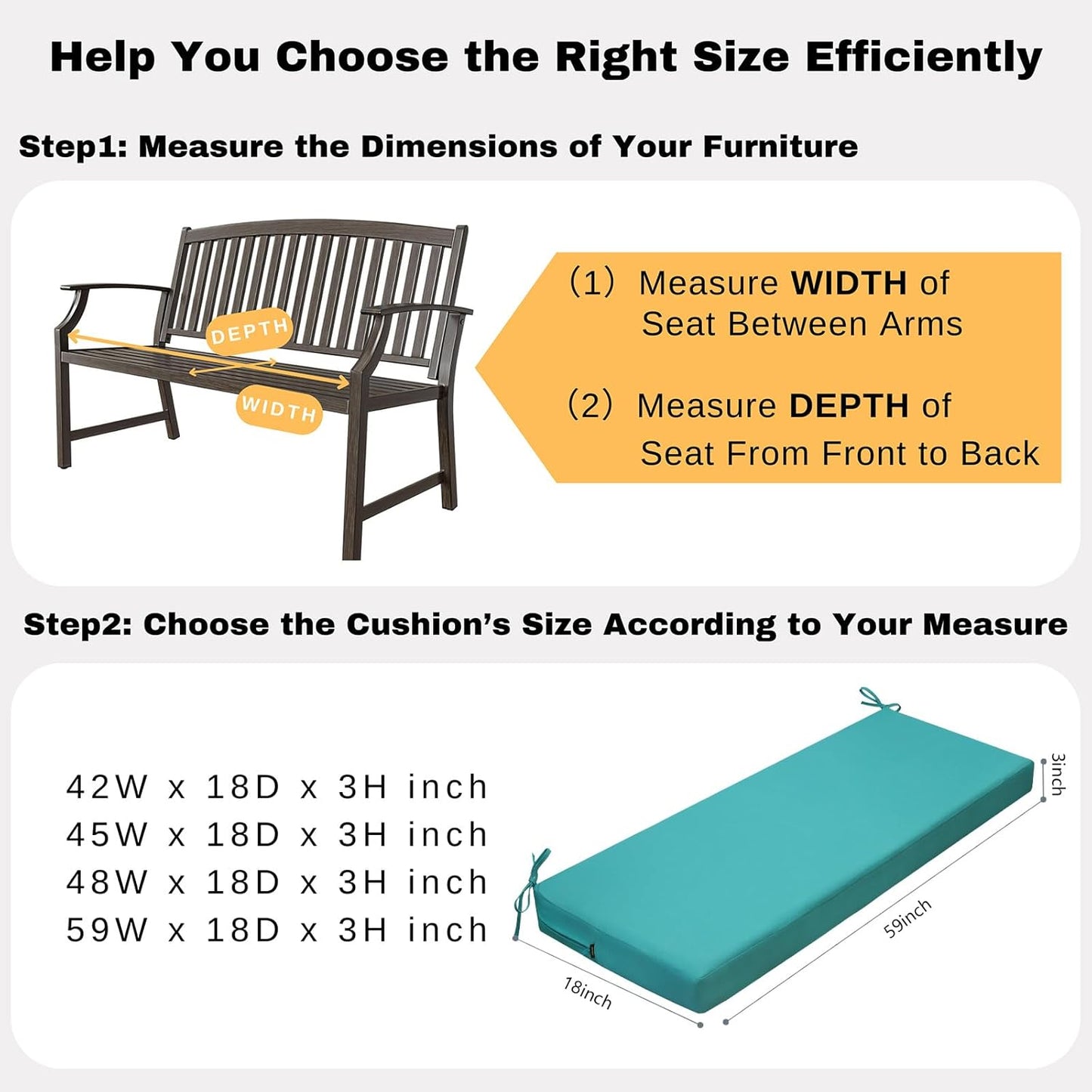 idee-home Outdoor Bench Cushion Waterproof, Bench Cushions for Outdoor Furniture, Patio Porch Swing Replacement Seat Pad with Ties for Garden Backyard, 48 x 18 Inch Red