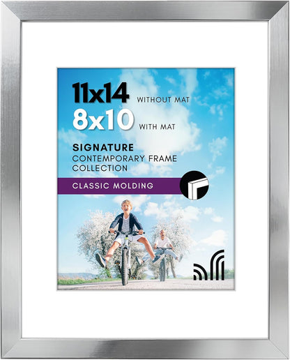 Americanflat 8x10 Picture Frame with Shatter-Resistant Glass - Use as 5x7 Frame with Mat or Display 8x10 Photo Without Mat - Signature Collection - Picture Frames for Tabletop and Wall Display - Black