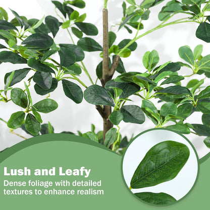 Caxchiling Faux Eucalyptus Tree 6FT, Artificial Potted Tree for Indoor Outdoor, Fake Floor Plants with Natural Wood Trunk, Home Office Living Room Bedroom Decor