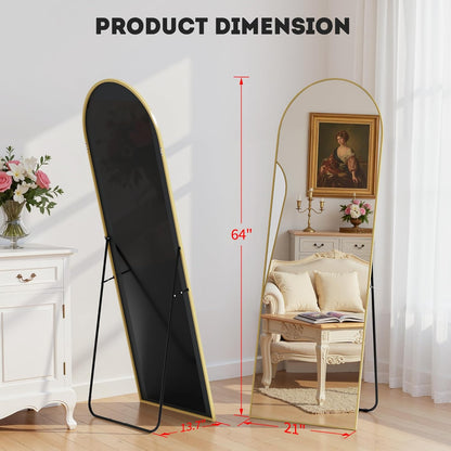 Simple Deluxe Arched Full Length Mirror, 71"x26"Large Floor Mirrors, for Wall Door Bedroom Bathroom Living Room (Gold)