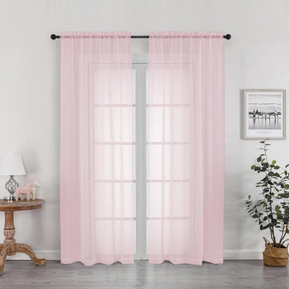 OWENIE Sheer Curtains 84 inches Long 2 Panels Set for Living Room/Bedroom, Rod Pocket Voile Sheer Panel Drapes, White, 2pcs, Each 42" W x 84" L - Colors A