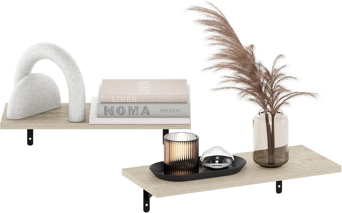 Furinno Rossi 5-Tier Wall Mount Floating Radial Corner Shelf, White