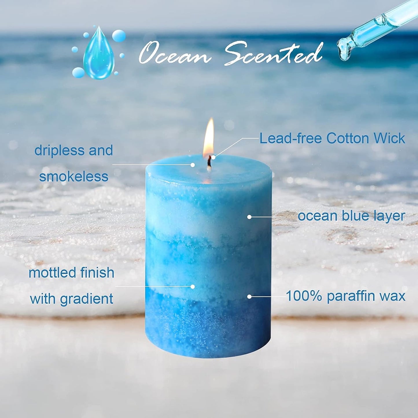 Pillar Candles Vanilla Cupcake Scented Immeiscent Aromatherapy Candle 50+ Hours Clean Burning Long Lasting Mottled Layered Candles for Home Scented SPA Restaurant Set of 3
