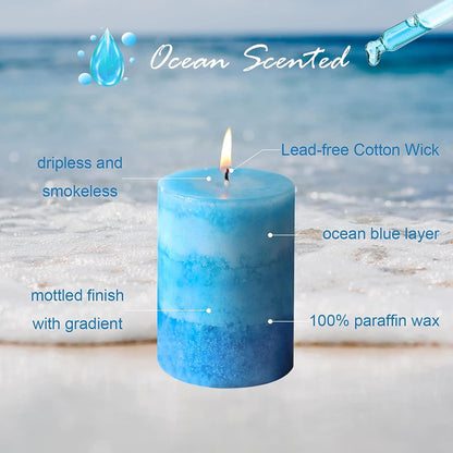 Pillar Candles Vanilla Cupcake Scented Immeiscent Aromatherapy Candle 50+ Hours Clean Burning Long Lasting Mottled Layered Candles for Home Scented SPA Restaurant Set of 3