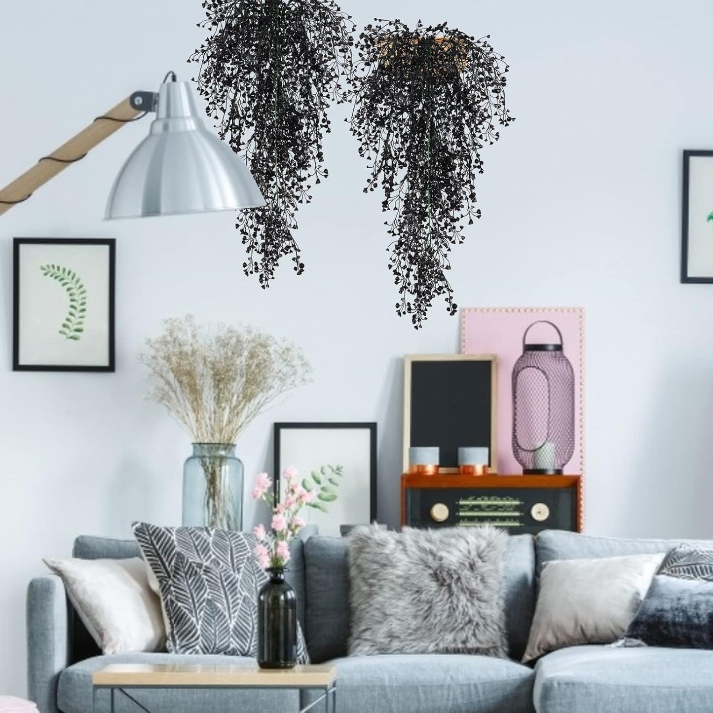 RECUTMS Fake Hanging Plants Artificial Ferns for Outdoor Hanging Faux Plants Vine Ivy Faux Fern Hanging Vines Wall Plants for Home Garden Party Wedding Decor (White 4P)
