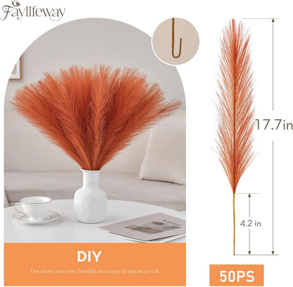 50pcs Pampas Grass 17in for Living Room Decor, Blush Pink Pampas Grass Decor, Fluffy Pink Flowers for Home Birthday Bathroom Baby Shower Wall Bow Decor(Blush & Cream & Pink)