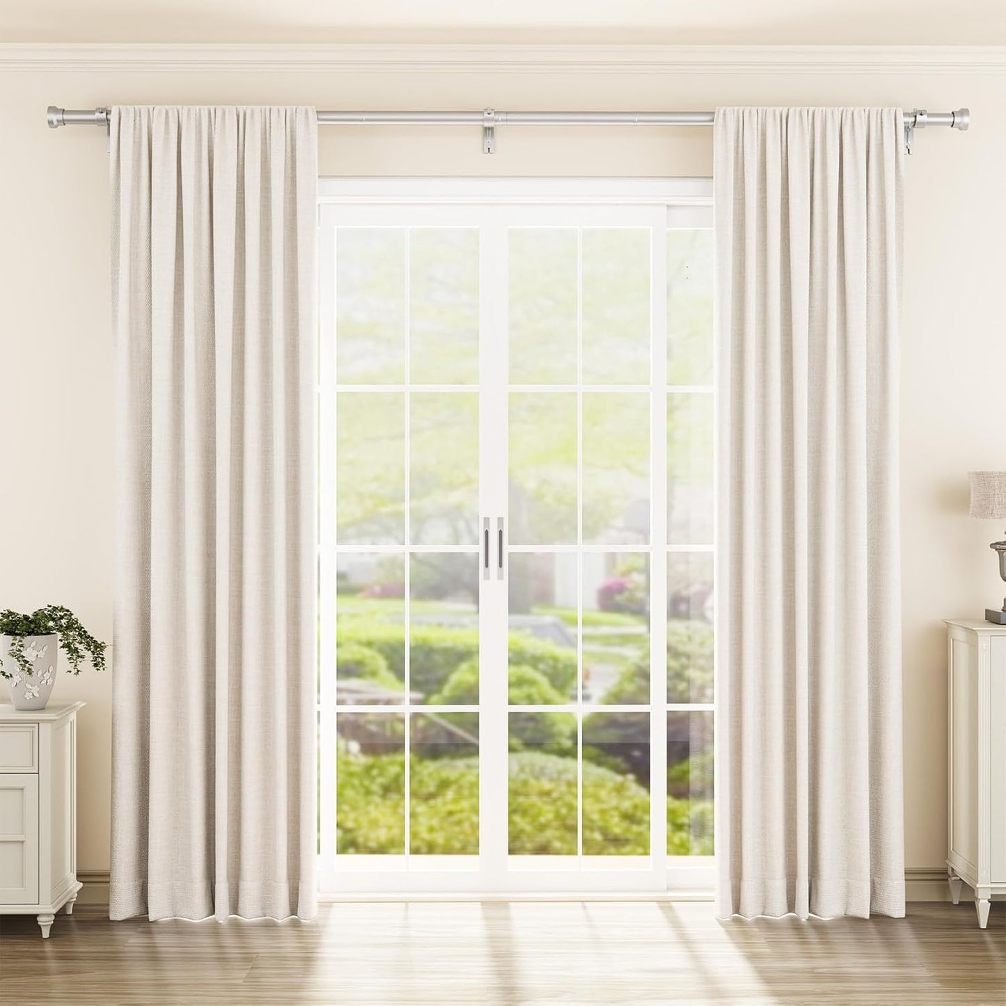 YaFex Curtain Rods 32-144 Inch, Heavy Duty 1 Inch Adjustable Curtain Rod for Windows, Black Extra Long Window Treatment Rods, Modern Design, Easy Installation