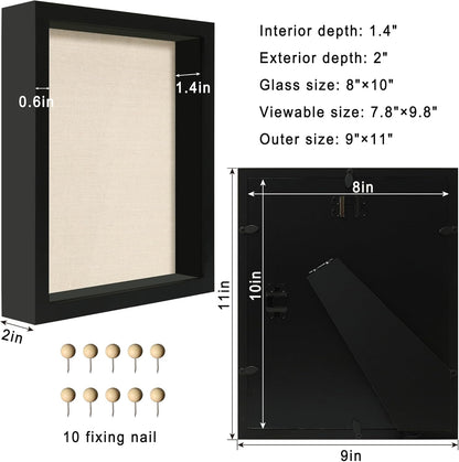 12x16 Large Shadow Box Picture Frame Display Case with Soft Linen Back, White Wooden Memory Shadow Box Frame with Tempered Glass Cover for Wall Display