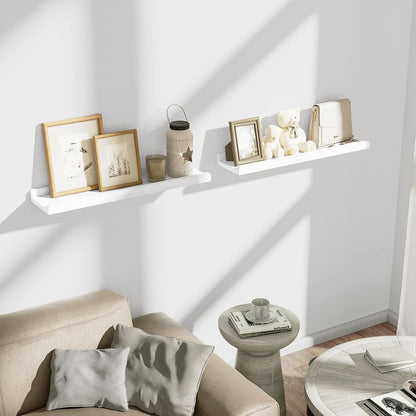 Love-KANKEI Floating Shelves Wall Mounted Set of 2, 17 Inch Rustic Wood Wall Shelves for Storage, Bedroom Living Room Bathroom Kitchen Office and More White
