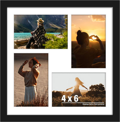 DUENPY 14x26 Collage Picture Frame 4x6 Collage Picture Frame Displays Twelve 4x6 inch Photos Available Horizontal Wall Mounting Display and Vertical Black - Colors B