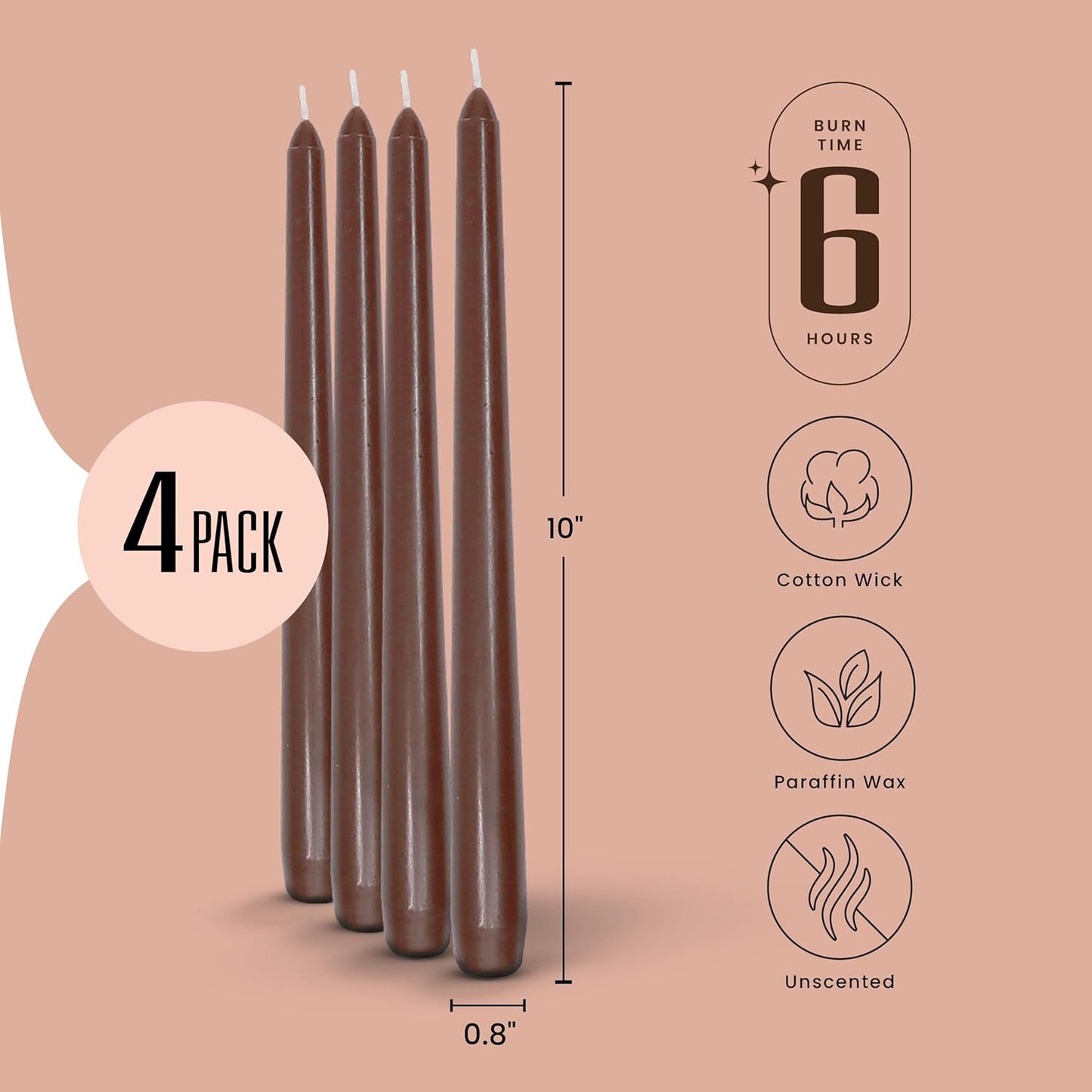 Leor & Lair Ivory Taper Candles - 4 Pack 10" Ivory Candlesticks - Unscented Cream Candle Sticks for Home Decoration, Holiday Tables, Weddings, Restaurants & Business Events