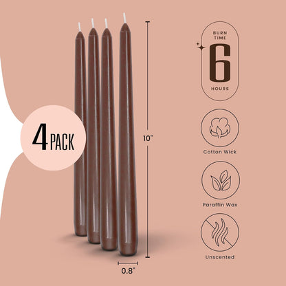 Leor & Lair Ivory Taper Candles - 4 Pack 10" Ivory Candlesticks - Unscented Cream Candle Sticks for Home Decoration, Holiday Tables, Weddings, Restaurants & Business Events